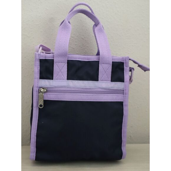 LeSportsac 1636 Women's Navy Blue/Lavender Top Mini North/South Tote Bag - Picture 1 of 13